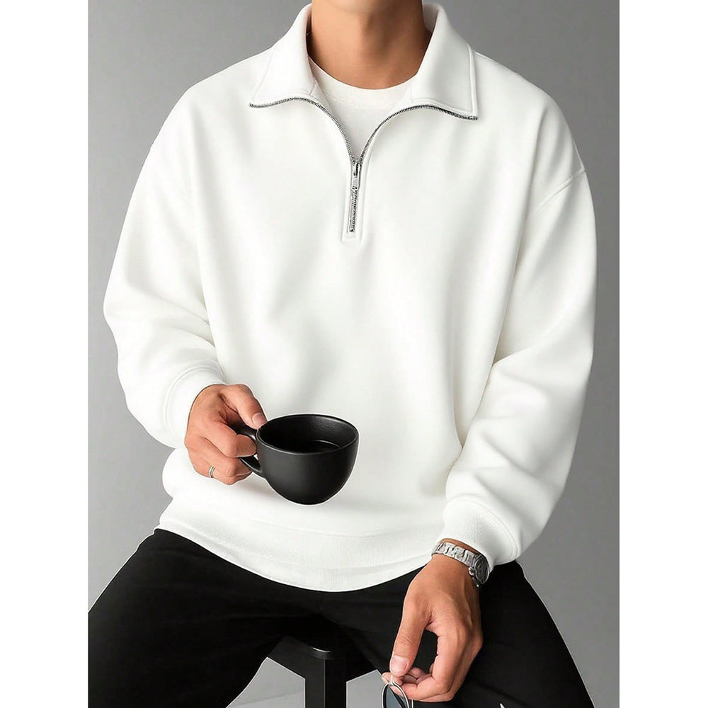 Men’s Retro Lapel Sweatshirt – Loose Casual Trendy Top