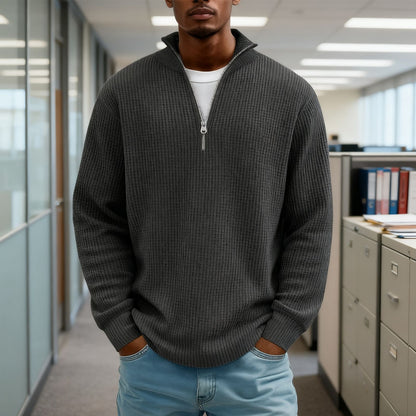 Men’s Waffle Knit Hoodie – Casual Pullover Sweatshirt