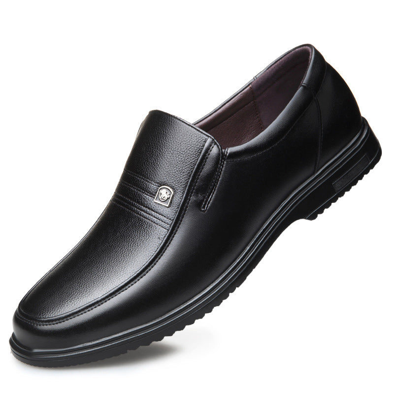Men’s Casual Leather Shoes – Soft Sole Non-Slip Round Toe