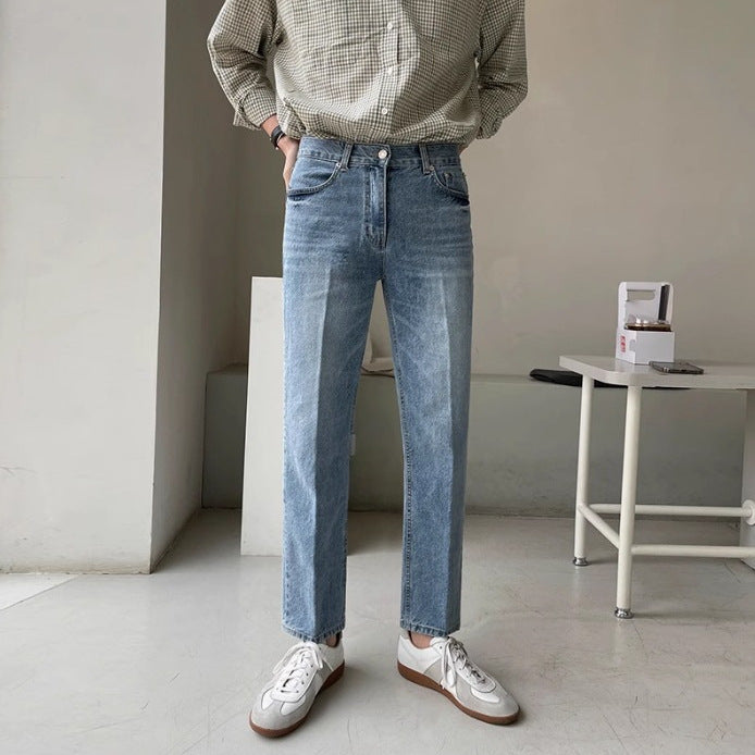 Men’s Cropped Denim Pants – Casual Streetwear
