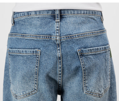 Light-colored Jeans Men's Loose Straight Ripped Leisure Tapered Stretch