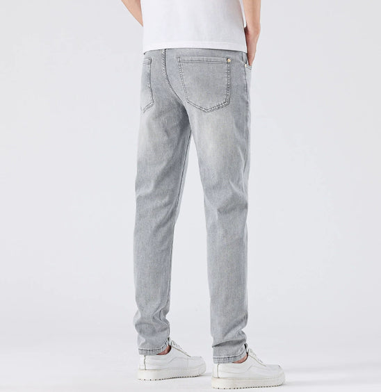 Men’s Light Wash Slim Straight Jeans – Casual Denim Pants
