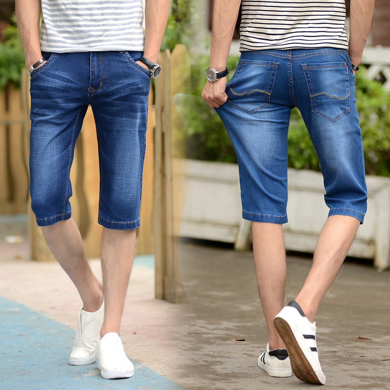 Men’s Casual Cropped Denim Shorts – Lightweight Summer Pants