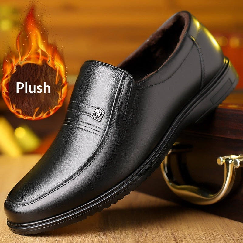 Men’s Casual Leather Shoes – Soft Sole Non-Slip Round Toe