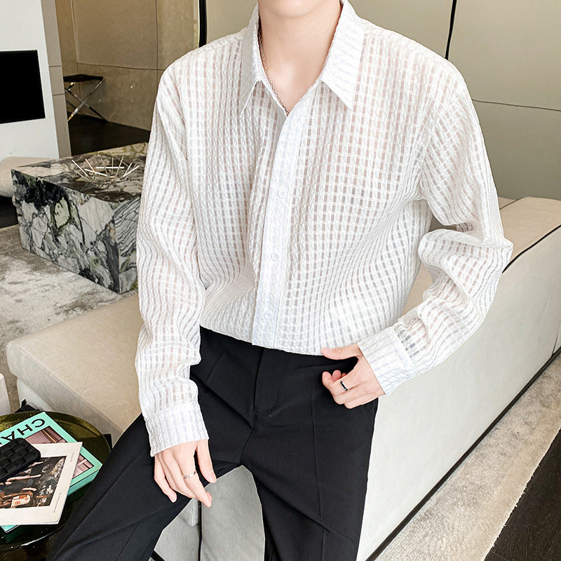 Loose Draping Inner White Plaid Shirt