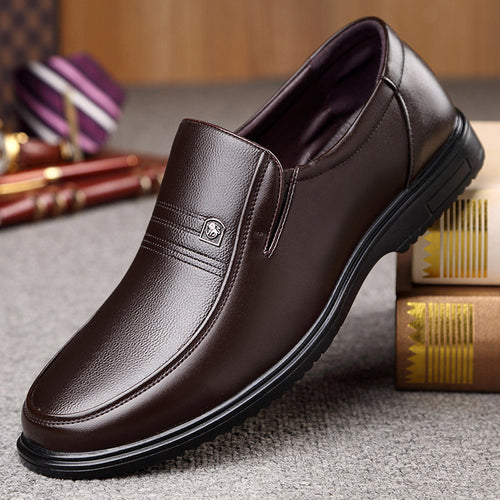Men’s Casual Leather Shoes – Soft Sole Non-Slip Round Toe
