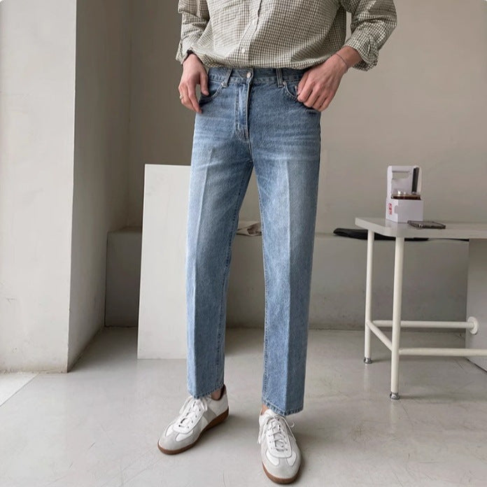 Men’s Cropped Denim Pants – Casual Streetwear