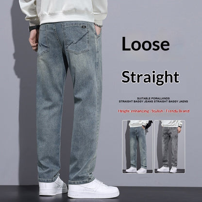 Men’s Loose Straight Denim Jeans – Streetwear Casual