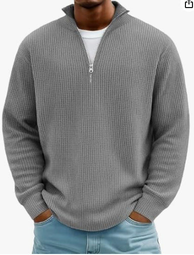 Men’s Waffle Knit Hoodie – Casual Pullover Sweatshirt