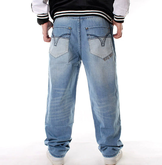 Men’s Loose Hip-Hop Jeans – Casual Plus Size Denim