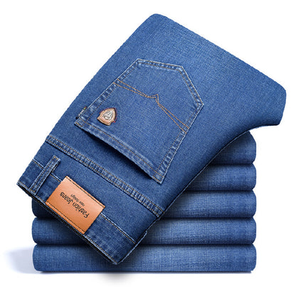 Men's Fleece-Lined Straight-Leg Loose-Fit Thickened Warm Casual Denim Jeans