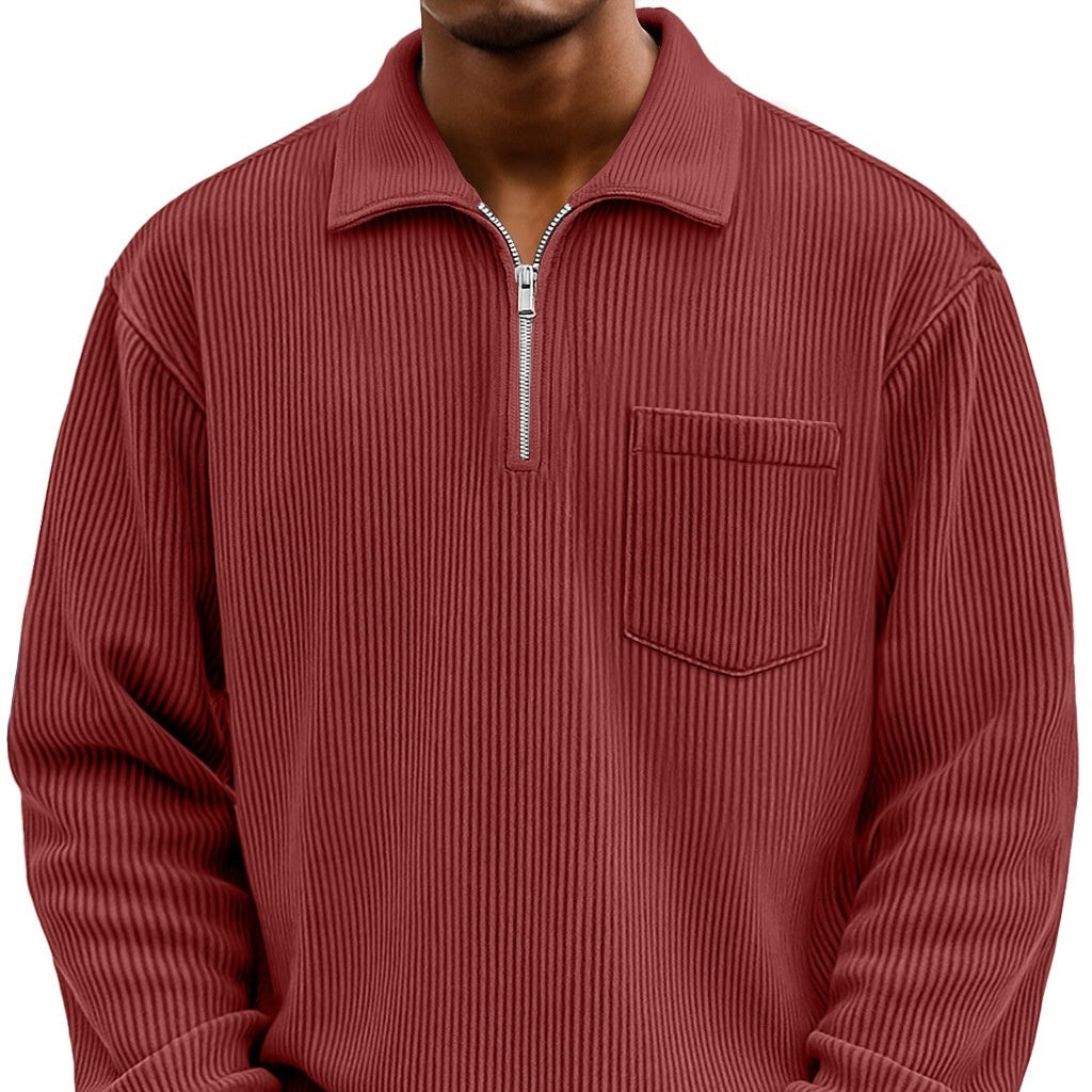 Men’s Zip-Up Hoodie Sweatshirt – Solid Color Casual Streetwear Jacket