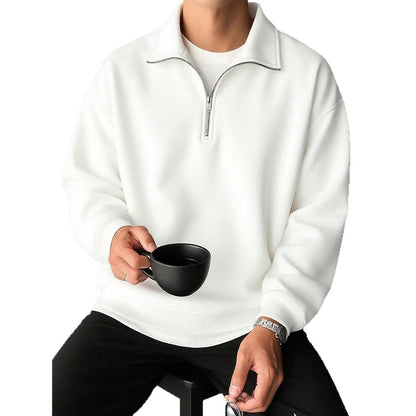 Men’s Retro Lapel Sweatshirt – Loose Casual Trendy Top