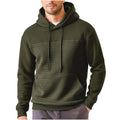Men’s Plus-Size Fleece Hoodie – Casual Plaid Patchwork Pullover