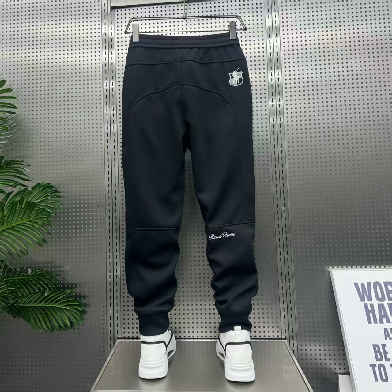 Men’s Solid Casual Pants – Embroidered Autumn Streetwear