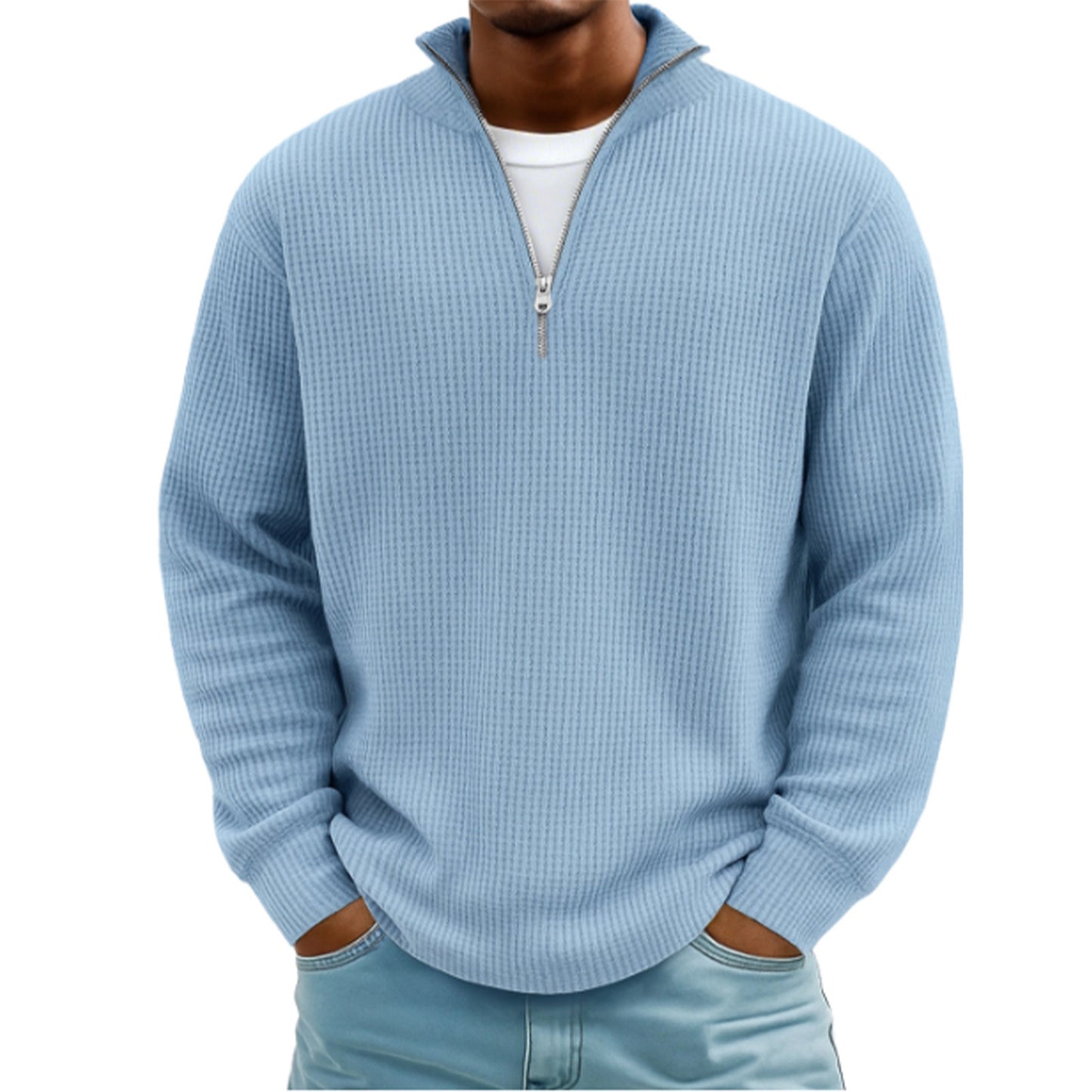 Men’s Waffle Knit Hoodie – Casual Pullover Sweatshirt