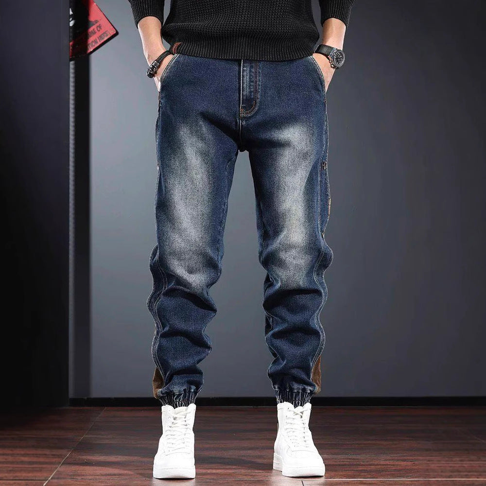 Men’s Heavy-Duty Patchwork Overalls – Casual Streetwear Work Pants