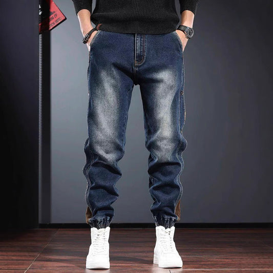 Men’s Heavy-Duty Patchwork Overalls – Casual Streetwear Work Pants