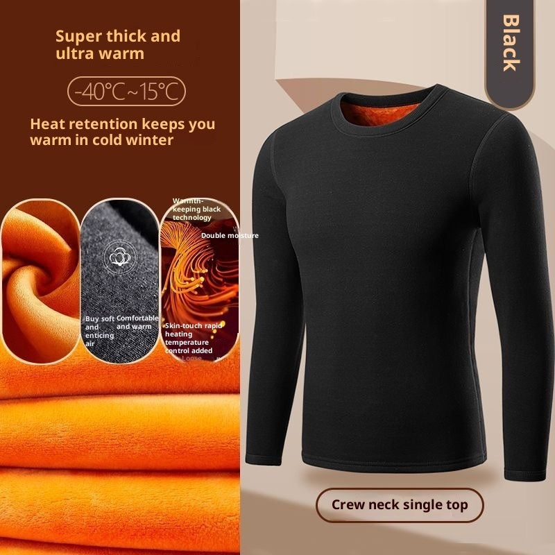 Men’s Fleece-Lined Thermal Underwear – Solid Color Warm Base Layer