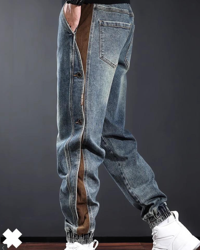 Men’s Heavy-Duty Patchwork Overalls – Casual Streetwear Work Pants