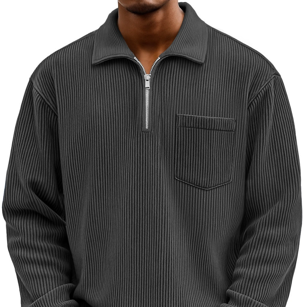 Men’s Zip-Up Hoodie Sweatshirt – Solid Color Casual Streetwear Jacket