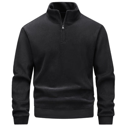 Men’s Half-Zip Polar Fleece Sweater – Stand-Up Collar Casual Top