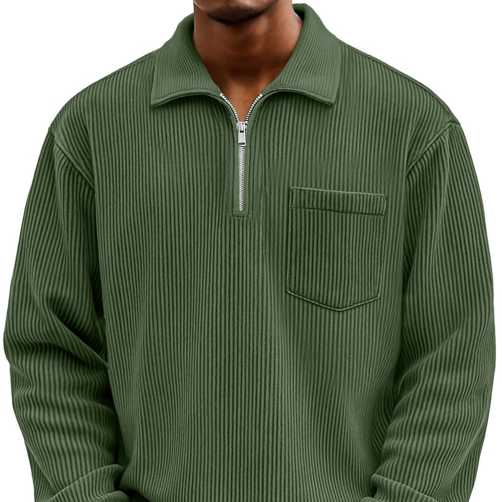 Men’s Zip-Up Hoodie Sweatshirt – Solid Color Casual Streetwear Jacket