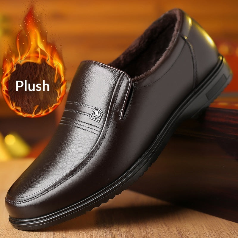 Men’s Casual Leather Shoes – Soft Sole Non-Slip Round Toe