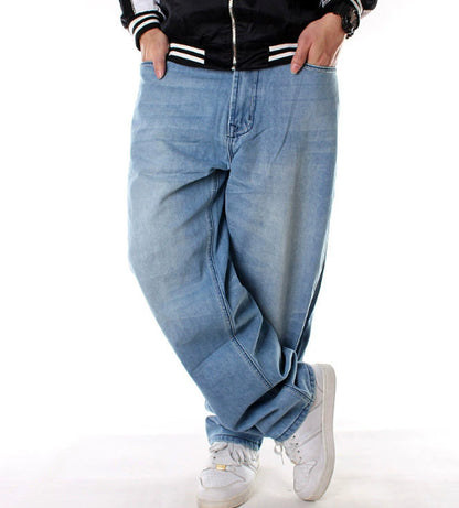 Men’s Loose Hip-Hop Jeans – Casual Plus Size Denim