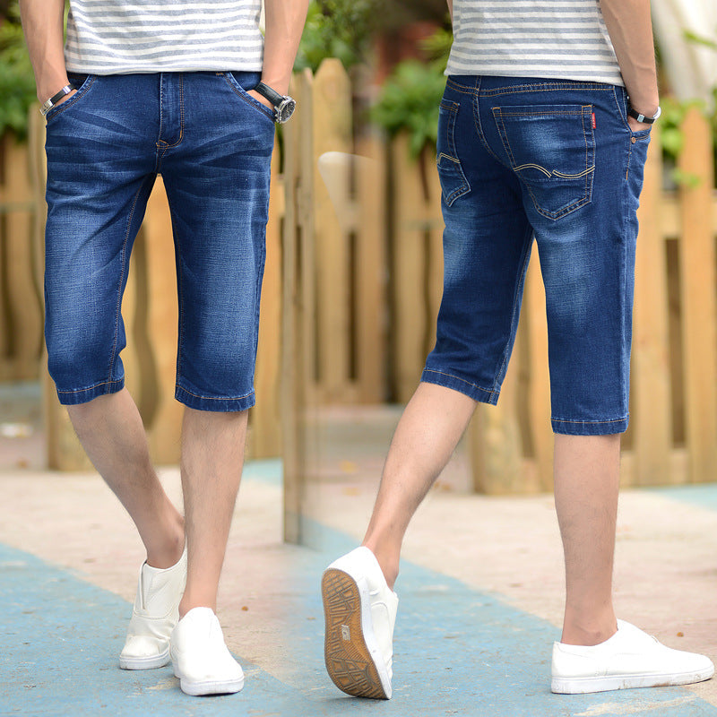 Men’s Cropped Denim Shorts – Lightweight Summer Casual