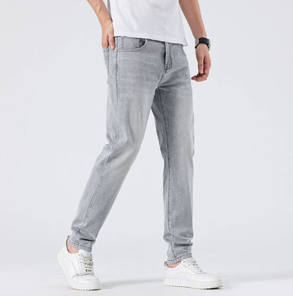 Men’s Light Wash Slim Straight Jeans – Casual Denim Pants
