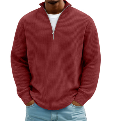 Men’s Waffle Knit Hoodie – Casual Pullover Sweatshirt