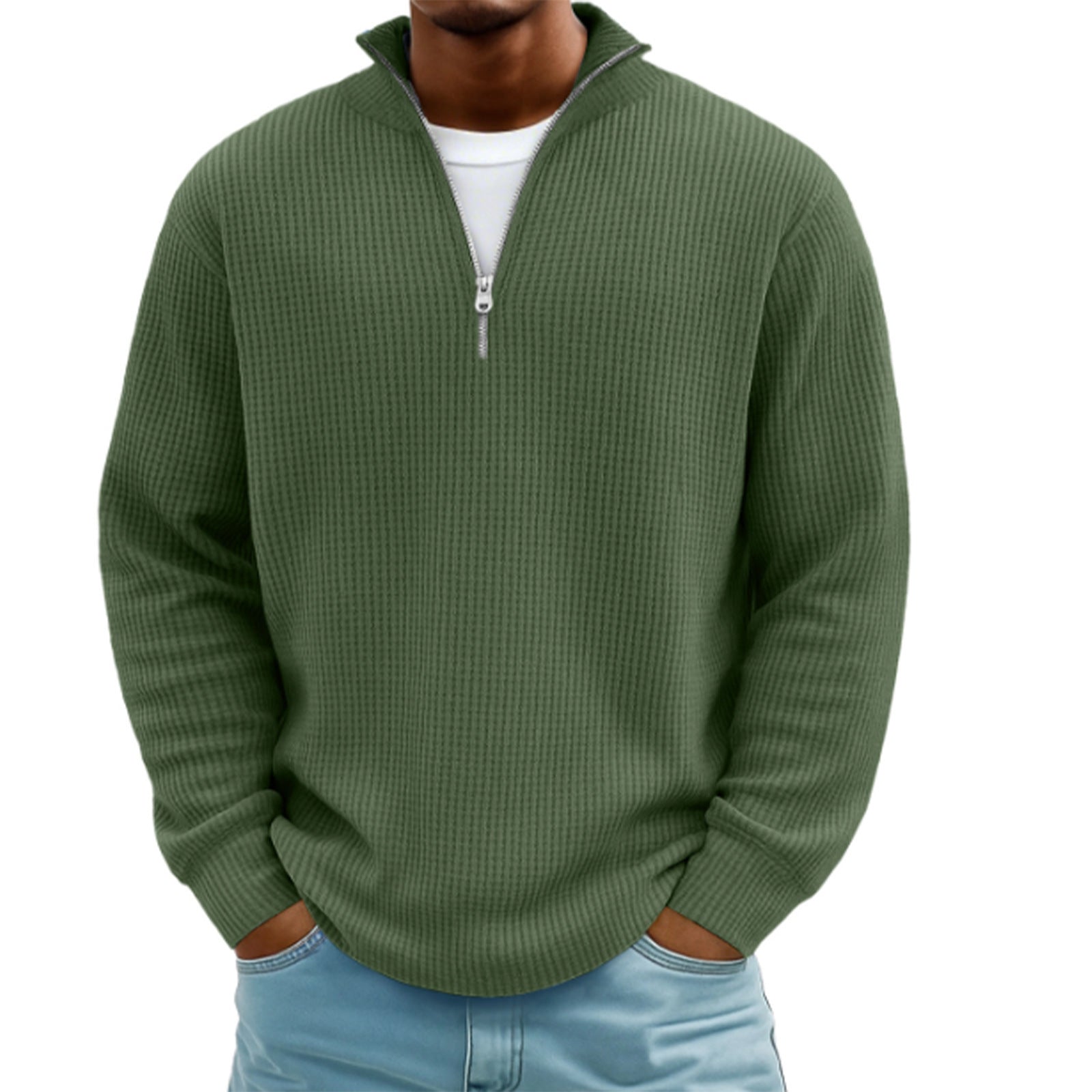 Men’s Waffle Knit Hoodie – Casual Pullover Sweatshirt