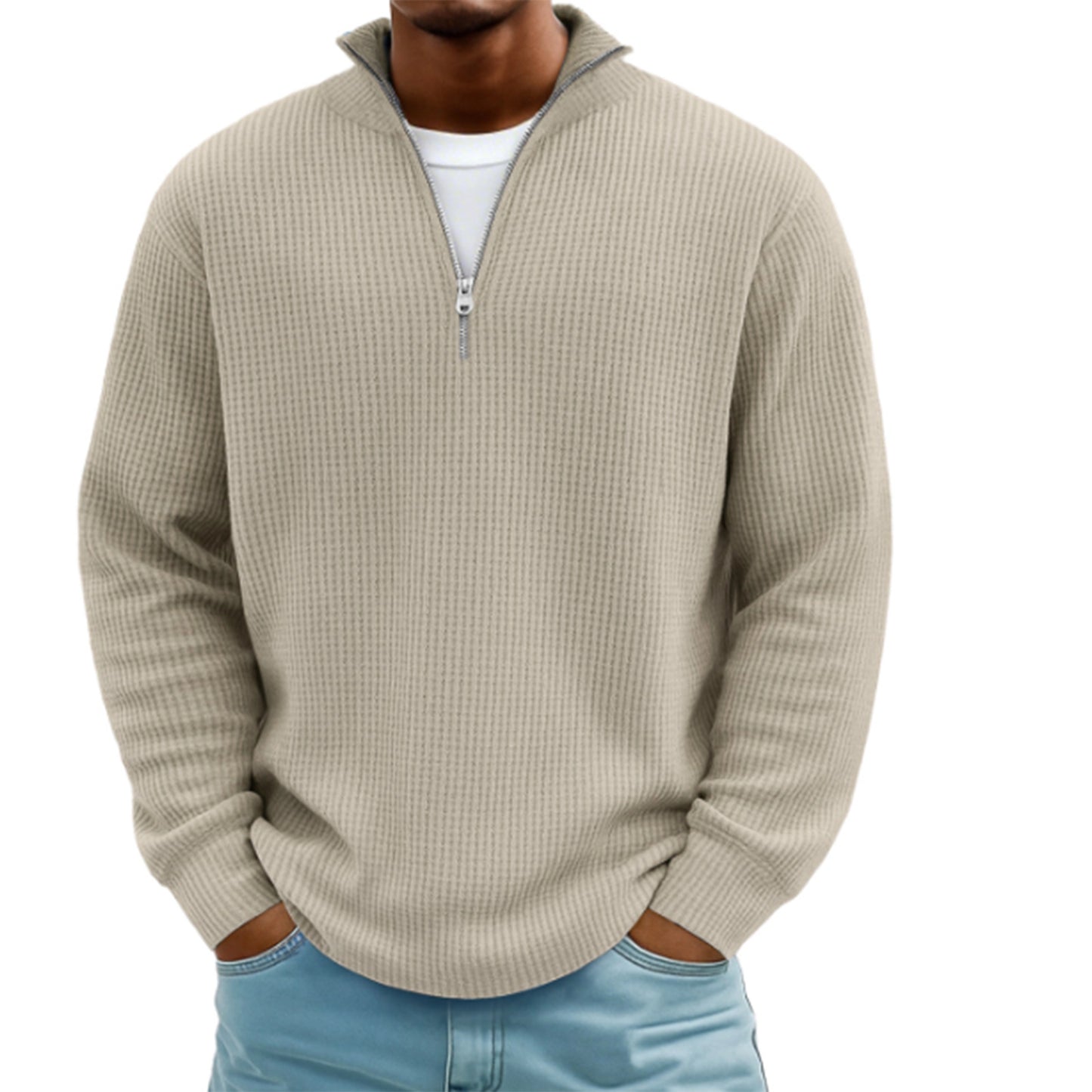 Men’s Waffle Knit Hoodie – Casual Pullover Sweatshirt