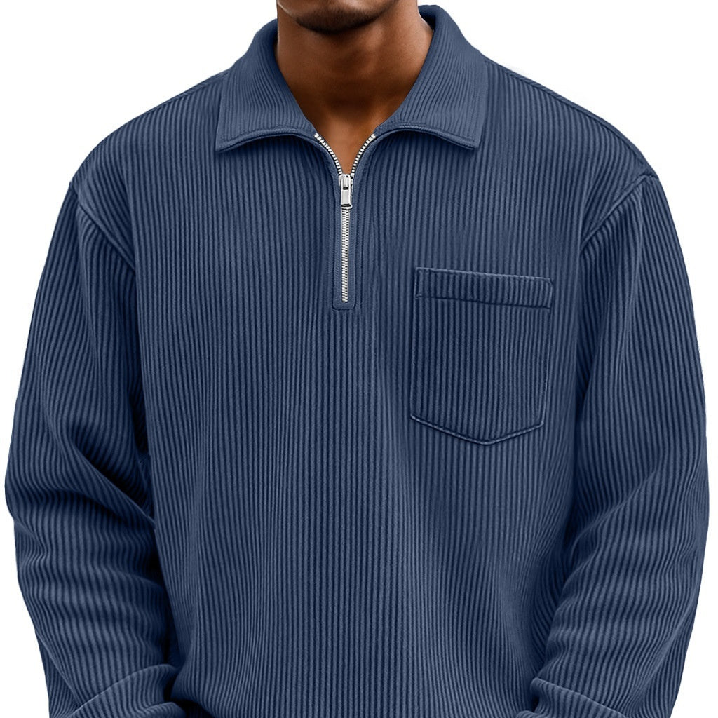 Men’s Zip-Up Hoodie Sweatshirt – Solid Color Casual Streetwear Jacket