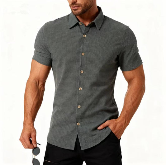 Men's Casual Loose Checked Short-sleeved Shirt