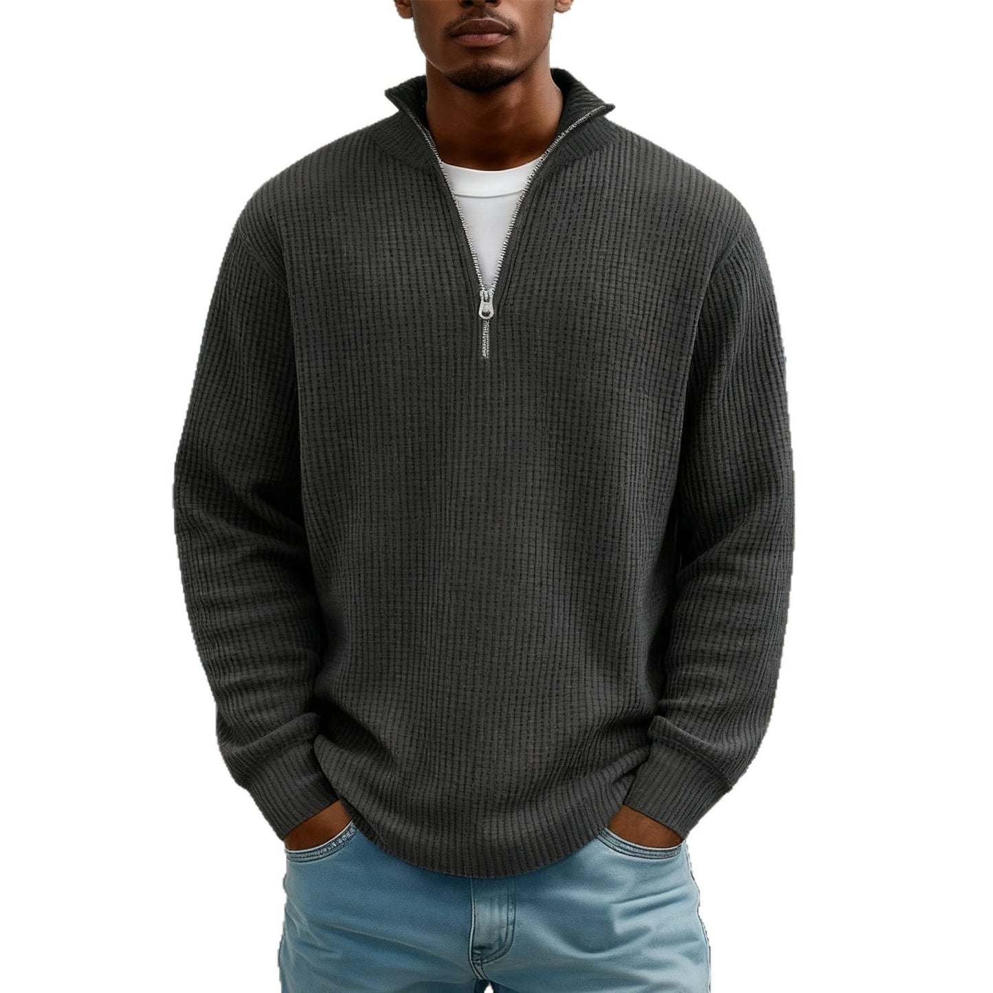 Men’s Waffle Knit Hoodie – Casual Pullover Sweatshirt