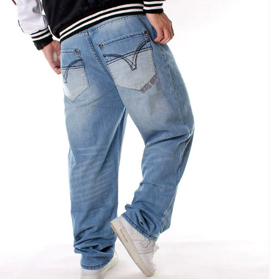 Men’s Loose Hip-Hop Jeans – Casual Plus Size Denim