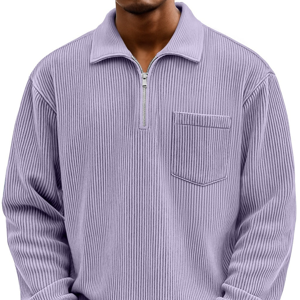 Men’s Zip-Up Hoodie Sweatshirt – Solid Color Casual Streetwear Jacket