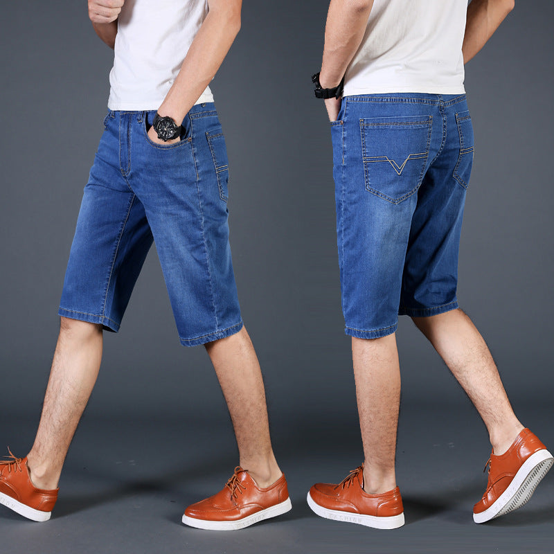 Men’s Casual Cropped Denim Shorts – Lightweight Summer Pants
