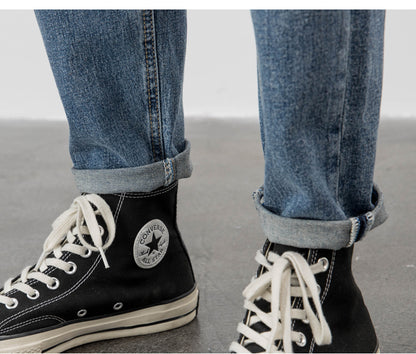 Light-colored Jeans Men's Loose Straight Ripped Leisure Tapered Stretch