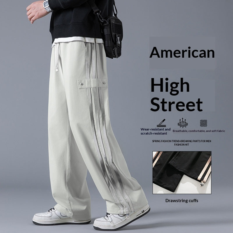 Men’s Three-Stripe Joggers – Casual Streetwear Spring Sweatpants