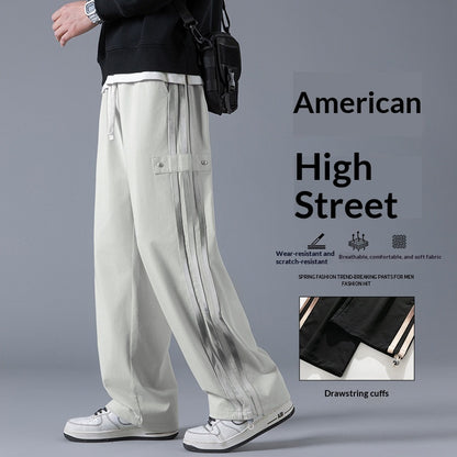 Men’s Three-Stripe Joggers – Casual Streetwear Spring Sweatpants