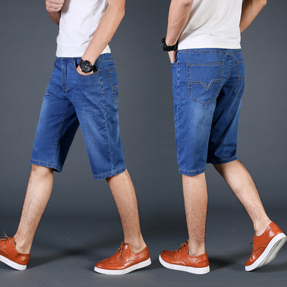 Men’s Casual Cropped Denim Shorts – Lightweight Summer Pants