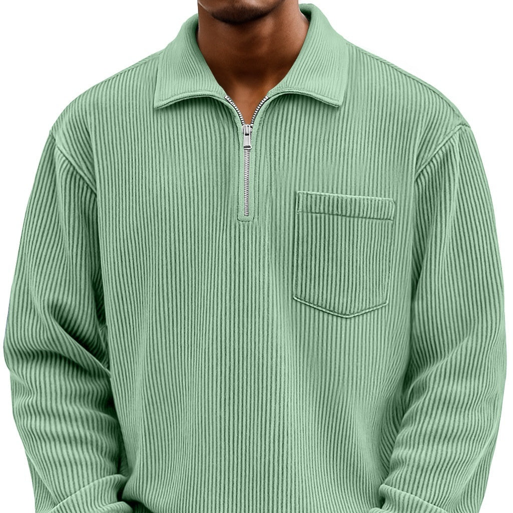 Men’s Zip-Up Hoodie Sweatshirt – Solid Color Casual Streetwear Jacket