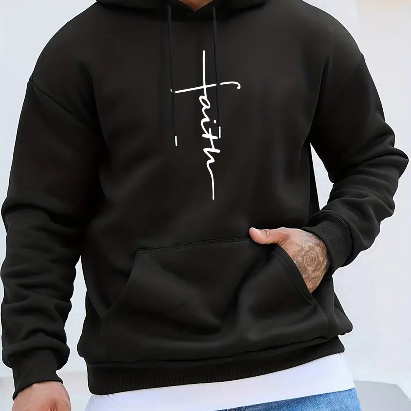Men’s Printed Hoodie – Casual Drawstring Streetwear Sweatshirt