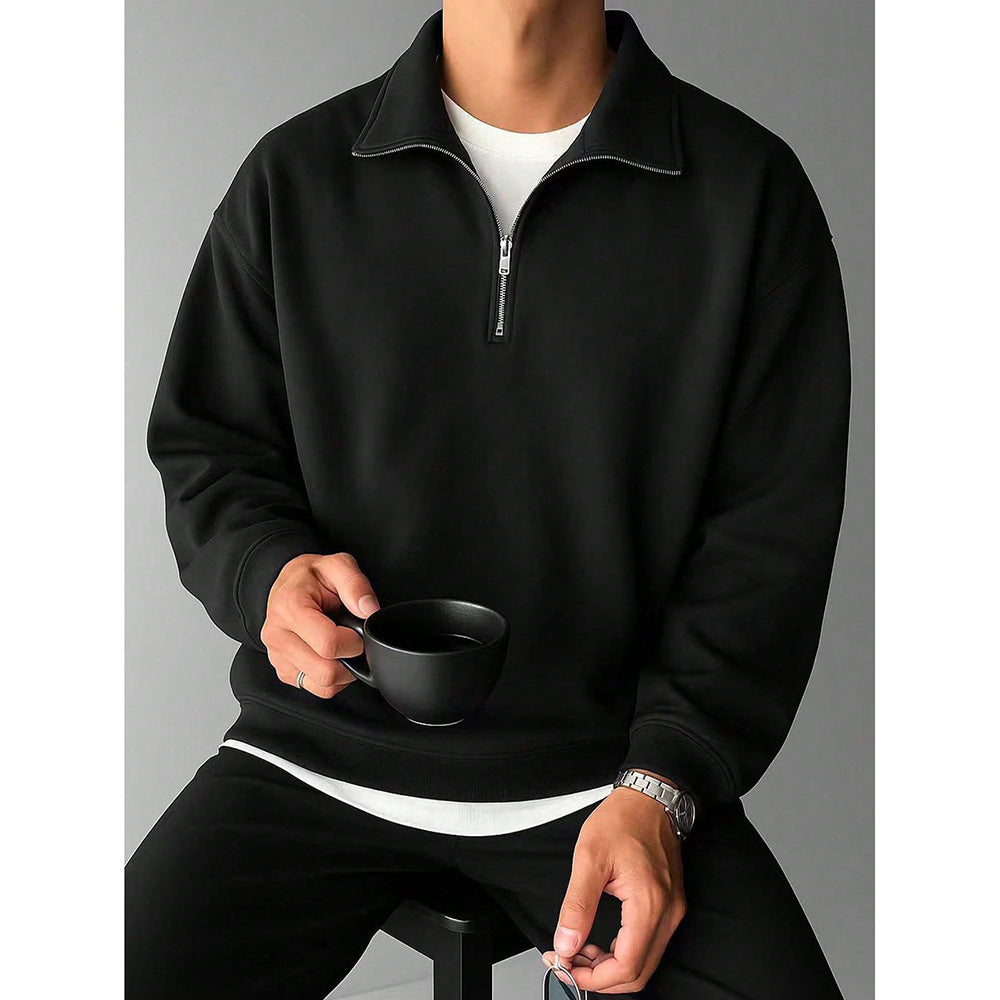 Men’s Retro Lapel Sweatshirt – Loose Casual Trendy Top