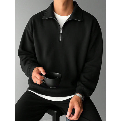 Men’s Retro Lapel Sweatshirt – Loose Casual Trendy Top