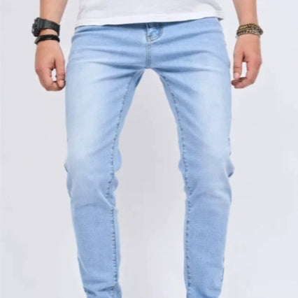 Men’s Slim-Fit Stretch Jeans – Light Blue Skinny Denim
