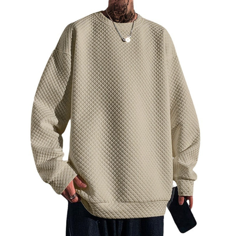 Men’s Square Neck Loose Knit Long Sleeve Top – Casual Trendy
